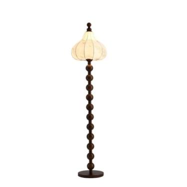 Imagem de Luminária de chão Luminária de chão madeira marrom para sala estar, cabeceira hotel, luminária mesa vertical decorativa com três cores que mudam cor