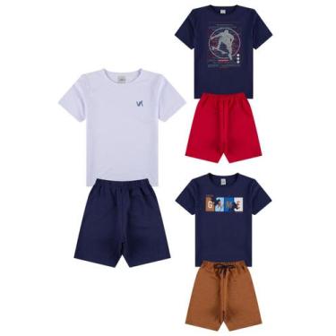 Imagem de Kit 3 Conjuntos Infantil Menino Marinho - Vida Costeira Oficial, 6
