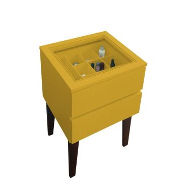 Imagem de Mesa De Cabeceira Penteadeira Mesa Lateral De Apoio Amarelo Laca