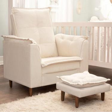 Imagem de Poltrona Maria Para Amamentação E Descanso Com Puff Confortável Suede Bege Mabe Magazine