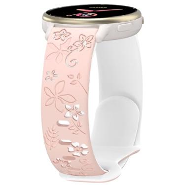 Imagem de Pulseira floral compatível com Garmin Vivoactive 6/Vivoactive 5/3/3 Music, pulseira esportiva feminina de silicone macio de 20 mm para Venu/Venu Sq/Sq2/Forerunner 165/55/245 acessório de substituição