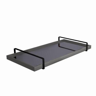 Imagem de Bandeja Decorativa Espelhada Alça Preta Cor:laca Concreto