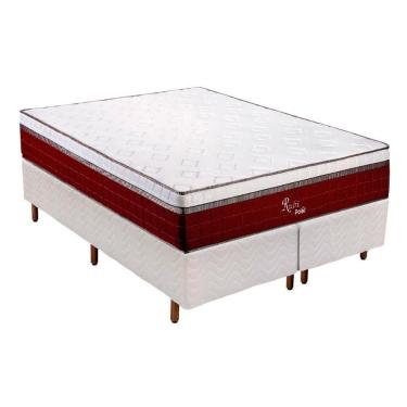 Imagem de Cama Box Queen: Colchão Molas Polar Masterpocket Ensacadas Rubi + Base Crc Rústico Branco(158X198)