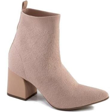 Imagem de Bota Knit Salto Bloco Bico Fino Via Uno 682001-Feminino