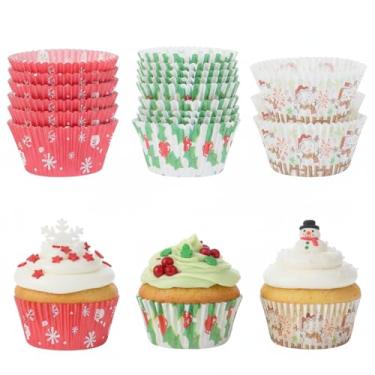 Imagem de 375 Unidades Copos De Bolo De Natal Invólucros De Cozimento Copos De Muffin De Natal Xícaras De Cozimento Forros De Cupcake De Natal Bolinho Acessórios Para Festa Papel Mini