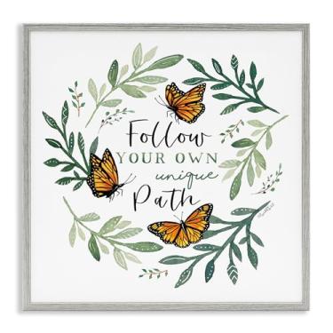 Imagem de Stupell Industries Follow Unique Path Butterflies White Framed Giclee Art, design por Elizabeth Tyndall, 17 x 17