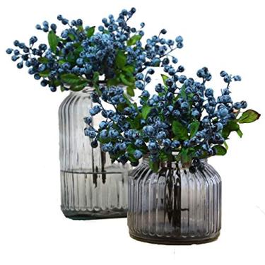 Imagem de TBUY Flores artificiais falsas California Berries Blueberry Fruit para decoração de hotel em casa Blue 10 Pack Azul