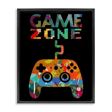 Imagem de Stupell Industries Arte de parede em tela flutuante com moldura dourada com zona de jogo retrô colada, design de Marcus Prime, 53 x 43 cm