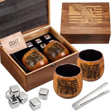 Imagem de OUHT Copo de bourbon de madeira carbonizada, copo de uísque de madeira gravado à mão de 325 ml para homens | Copo de uísque Bourbon inquebrável para pai, irmão, marido