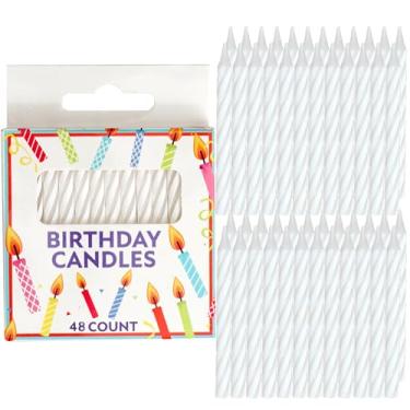 Imagem de Velas brancas de aniversário em espiral, vela para bolo, cupcake, celebração de festa (48 unidades)