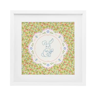 Imagem de Stupell Industries Impressão emoldurada branca de coelho e raminho de primavera floral sob vidro, design por Angela Steahling, 33 x 33