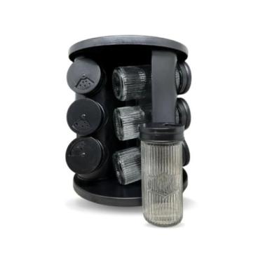 Imagem de Porta Condimentos Giratório 9 Potes Vidro com Tampa - Belakaza