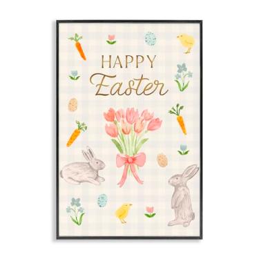 Imagem de Stupell Industries Happy Easter Soft Spring Compilation Gray Framed Giclee Art, design por Juliet Meeks, 24 x 16