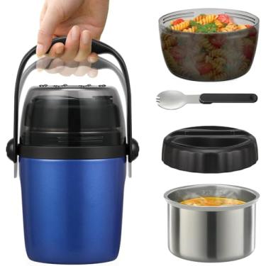 Imagem de Elipark Lancheira térmica de sopa para adultos e crianças de 946 ml com boca larga, pote de comida isolado, 100% à prova de vazamento, lancheira de aço inoxidável de camada dupla com colher sem BPA