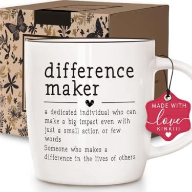 Imagem de Kinkiii Thank You Gifts for Women Men, Difference Maker Mug for Employee, Natal, Presente de Aniversário para Mulheres Homens, Presentes de Apreciação para Colegas de Trabalho, Professor, Chefe