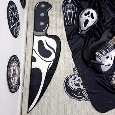 Imagem de ZunaLoomA Scream Knife Tapete de terror, sala de cinema, cabeceira, homem, decoração de caverna, antiderrapante, lavável, tapete assustador (clássico)