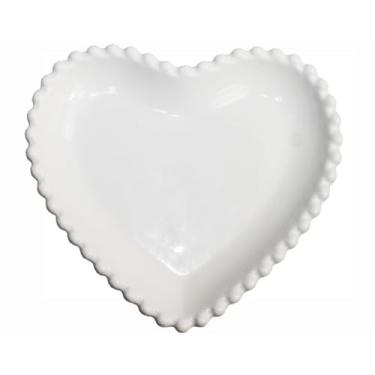 Imagem de Bowl Cerâmica Tigela Petisqueira Molheira Coração Porta JoiaS Branca Cozinha Mesa Posta Decoração(UNIDADE)