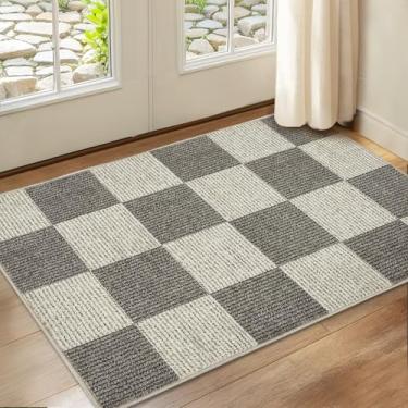 Imagem de EcoNest Tapete xadrez 5 x 7 cm lavável macio tapetes boho de pilha baixa para sala de estar com suporte antiderrapante para quartos, sala de aula, sala de jantar, escritório, sala de jogos infantil