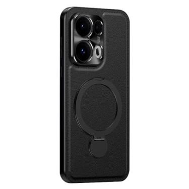 Imagem de Capa de couro preta, X9Pro, FWYANZH para Oppo Find X9/X9Pro, capa magnética com anel ajustável, suporte para lente de câmera, proteção antiarranhões