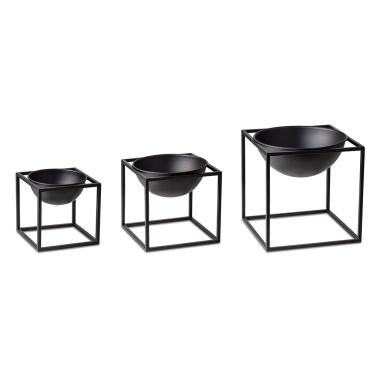 Imagem de Kit 03 Cachepot Com Suporte Metalico Preto M02 - D'Rossi