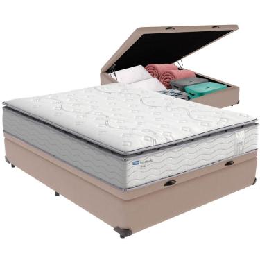 Imagem de Cama Box Baú E Colchão Amsterdã Molas Ensacadas Casal Probel Casal Bege