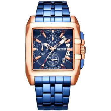 Imagem de Relógio Masculino de Aço Inoxidável Quadrado Á Prova D`água Esportivo 