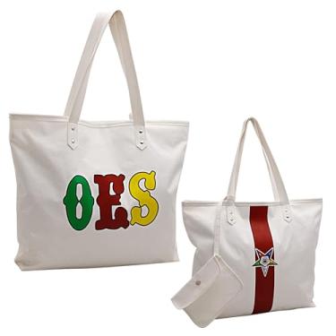 Imagem de Sacola OES – Bolsa de ombro Codura e Poli-vinil com carteira combinando | Material à prova d'água e design de emblema OES, Branco, Large