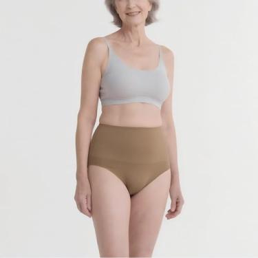 Imagem de Roupa íntima feminina de cintura alta para incontinência, acabamento fosco, sem produtos químicos, proteção desodorizante para vazamento da bexiga (Caqui, 2GG)