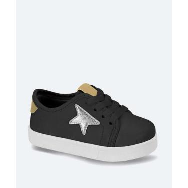 Imagem de Tênis Infantil Casual Estrela Metalizada Molekinha-84407, 22, Preto