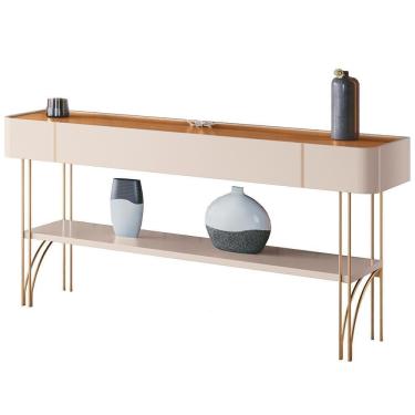 Imagem de Aparador Para Sala De Estar Pés De Aço Gianni H01 Off White/cinamomo - Mpozenato