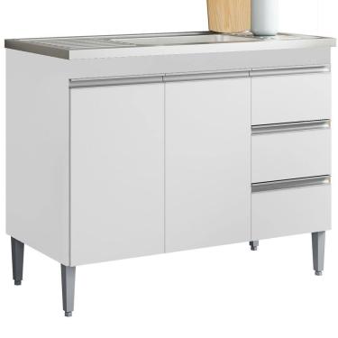 Imagem de Balcao Pia Sem Tampo 2 Pt 3 G 97 Cm Andreia Branco Reajl Moveis Branco