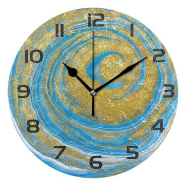 Imagem de GakkiGii Gilt Circle Relógio de parede silencioso sem tique-taque, relógio moderno operado por bateria para escritório em casa, cozinha, quarto - fácil de ler