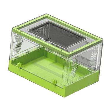 Imagem de IEUDNS Tanque de répteis dobrável transparente, habitat para lagartos, gabinete para animais de estimação, painel superior de malha, maçaneta frontal, porta, Verde