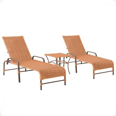 Imagem de 2 Cadeiras Espreguiçadeira Piscina Corda Náutica E Mesa Terra Cota