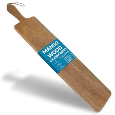 Imagem de Tábua de corte de madeira de manga Becki Owens com alça - Tábua de cortar para preparar e servir alimentos 18 x 2 x 89 cm - Tábua de cortar madeira para cozinha, carne, legumes, queijo e charcutaria