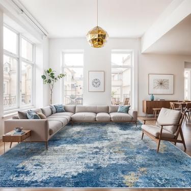 Imagem de Tapetes de sala de estar 22 x 30 cm: tapetes de quarto laváveis abstratos com suporte de borracha antiderrapante tapete resistente a manchas para sala de jantar tapete macio para decoração de piso