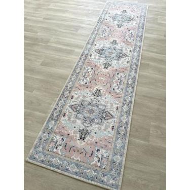 Imagem de Tapete persa moderno envelhecido, terracota vintage inspirado medalhão geométrico grande tapetes para sala de estar, quarto, banheiro, cozinha, casa (861NT, 2'12.7 cm x 13')