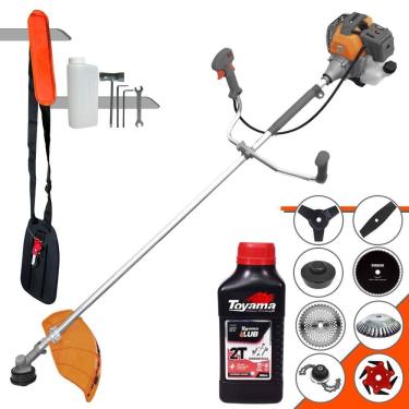Imagem de Roçadeira Robusta Tekna RL430P À Gasolina 2T 43cc 1,7HP 10.000rpm Multifunções Completa Com Carretel de Nylon + 7 Lâminas de Corte + ÓLEO TOYAMA