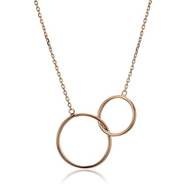 Imagem de Mystigold Colar Lola Mother Daughter para mulheres banhado a ouro 18K, banhado a ouro rosa 18K e prata esterlina 925 banhado a ródio I Dainty Colar moderno para meninas adolescentes I Love Friendship