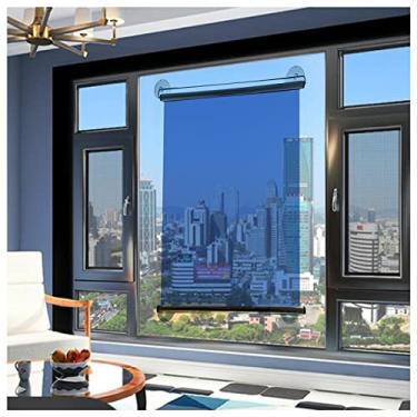 Imagem de uhyOHF Persiana de rolo com ventosa de janela de vidro, espelho unidirecional e tela de enrolar transparente para ambientes internos, controle de calor e reflexivo UV (multicolorido-73 x 150 cm/29 x