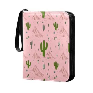 Imagem de Wassud 4 bolsos para fichário de cartões colecionáveis cactos comporta 400 cartões padrão à prova d'água TCG CCG MTG álbum presentes para colecionadores meninos meninas