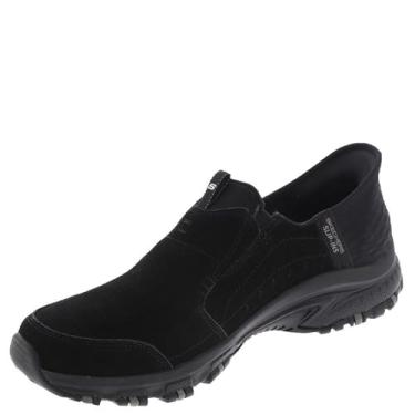 Imagem de Skechers Tênis feminino Hillcrest Sunapee Hands Free Slip-ins, Acabamento de lycra de camurça preta, 34
