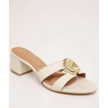 Imagem de Tamanco Feminino Salto Grosso Vizzano-64044, Branco, 37