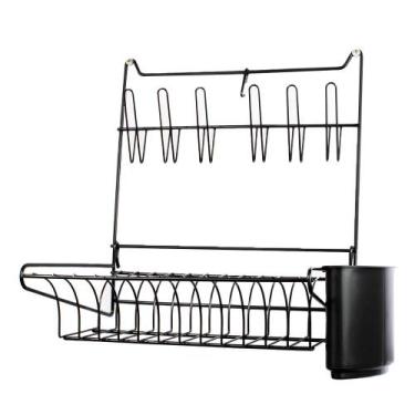 Imagem de Escorredor Suspenso Parede Dobrável 10 Pratos Kit Instalação - Fiver, 