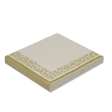 Imagem de Guardanapo de Papel Luxo Estampado Dourado 32 cm x 32 cm Folha Tripla 