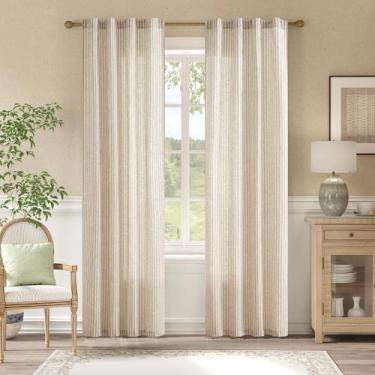 Imagem de Cortinas jinchan Linen Taupe Cinza em Bege Listrado 214x213cm