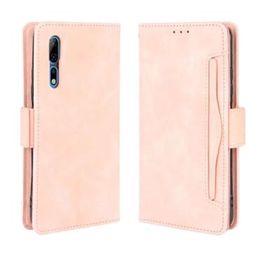 Imagem de Capa para ZTE Axon 10 Pro 5G,Retro magnético Flip Case,Design de carteira de couro PU com slots de cartão removíveis -Pink