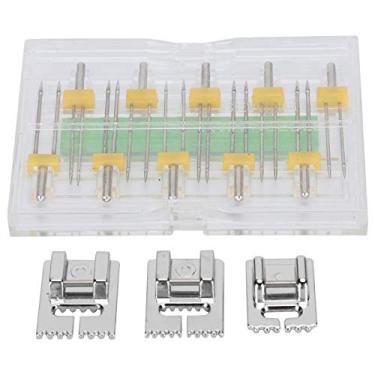 Imagem de CUOFYUNL Calcador de agulhas duplas, vários tamanhos, ferramentas para máquinas de costura domésticas mistas com caixa de plástico