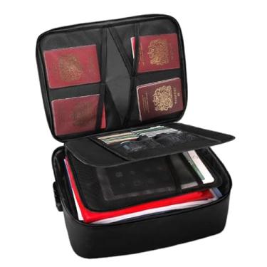 Imagem de Organizador de documentos com fechadura, organizador de arquivos com isolamento térmico, cofre resistente à água e à prova de fogo, cofre portátil para documentos importantes, certificados e