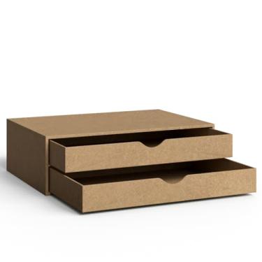 Imagem de Organize sua Mesa! Gaveteiro Organizador A4 Mais Suporte Para Monitor Escritorio - Escritório Prático(Gaveteiro 2 Gavetas)